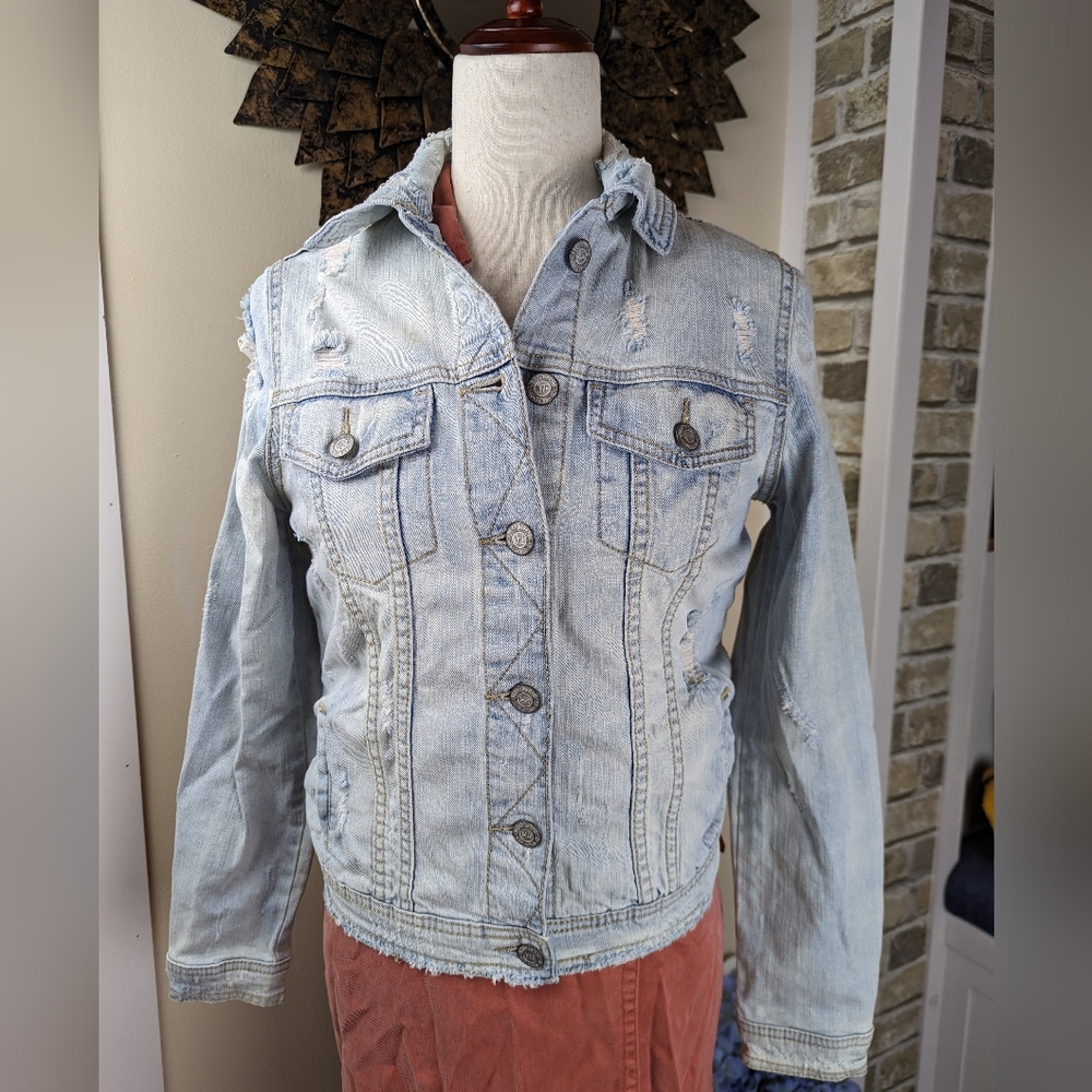 Aeropostale Acid Wash Distressed Jean Jacket Size XS